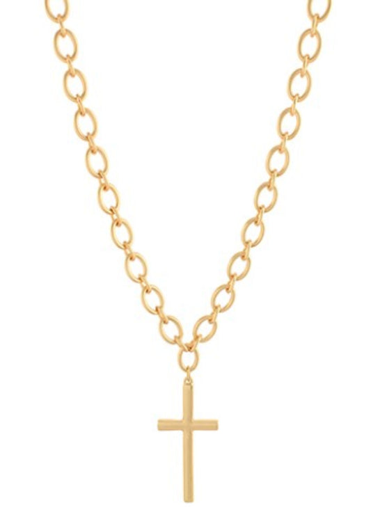 CROSS & OVAL CHAIN NECKLACE