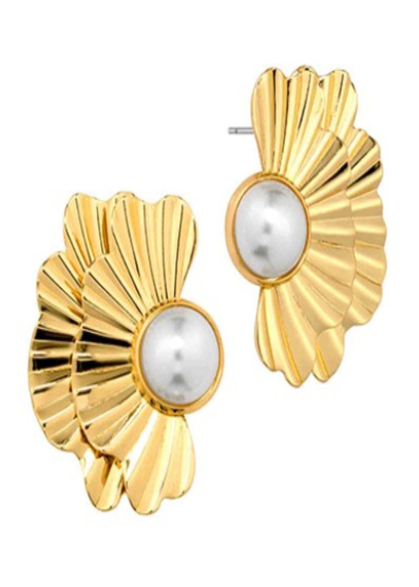 PEARL & HALF FLOWER EARRINGS