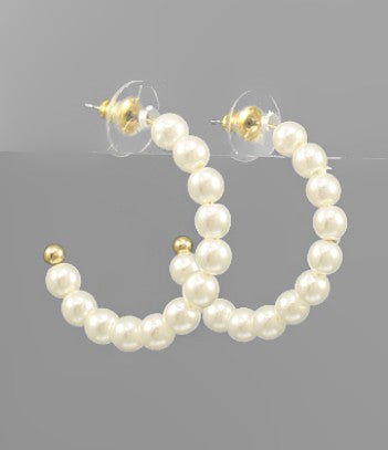 30MM PEARL HOOP EARRINGS