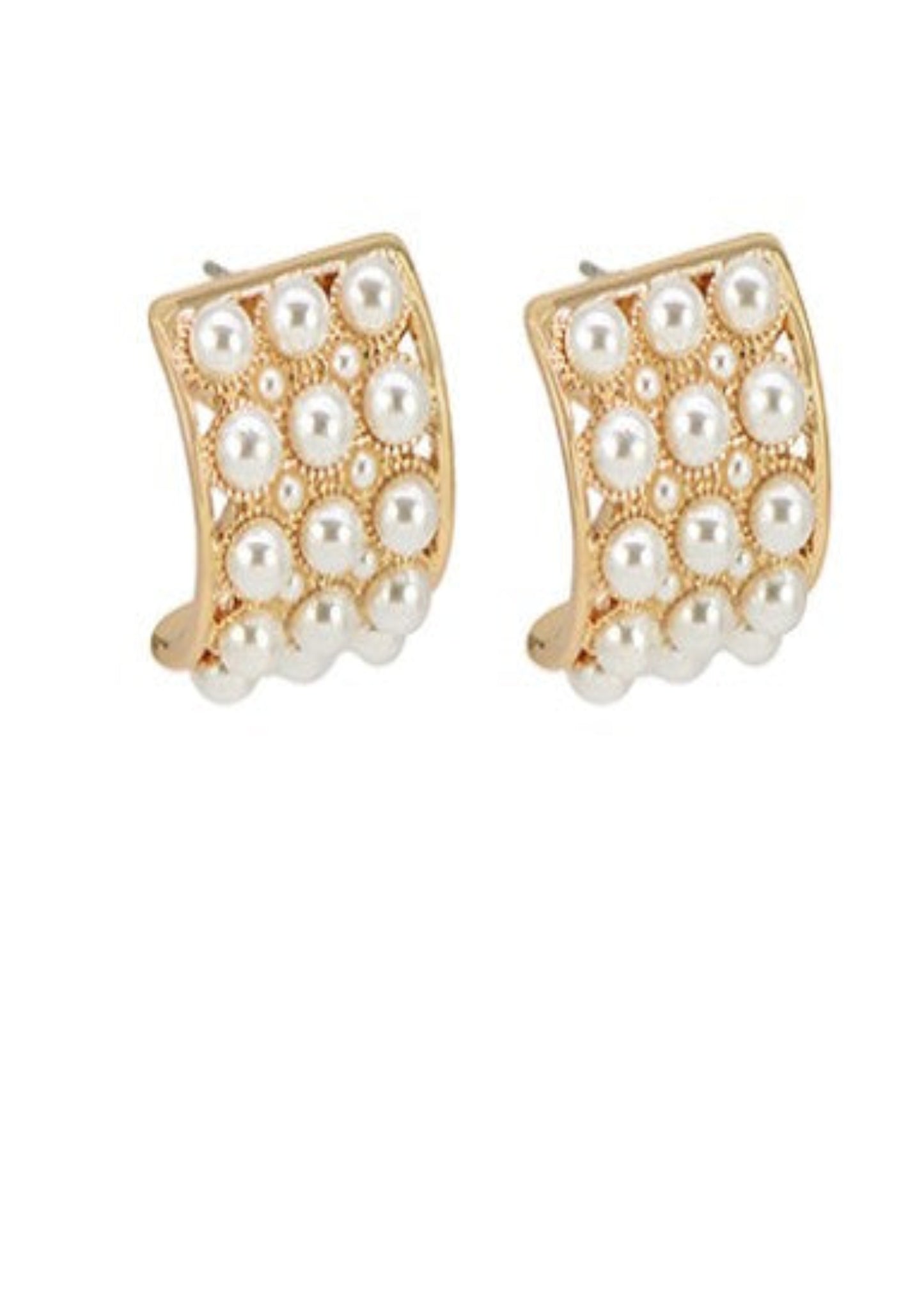 PAVE PEARL WIDE OPEN HOOP EARRINGS