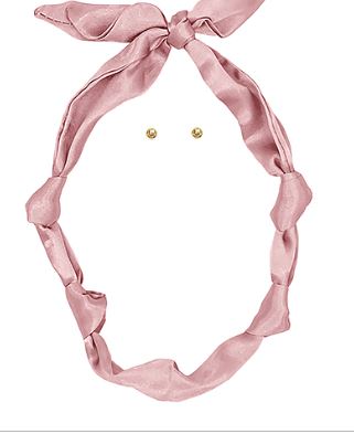 LIGHT PINK SCARF NECKLACE