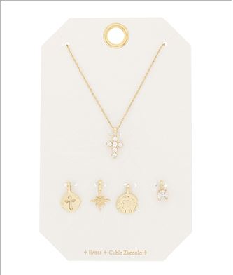 CROSS MULTI CHARM SET - GOLD/CLEAR