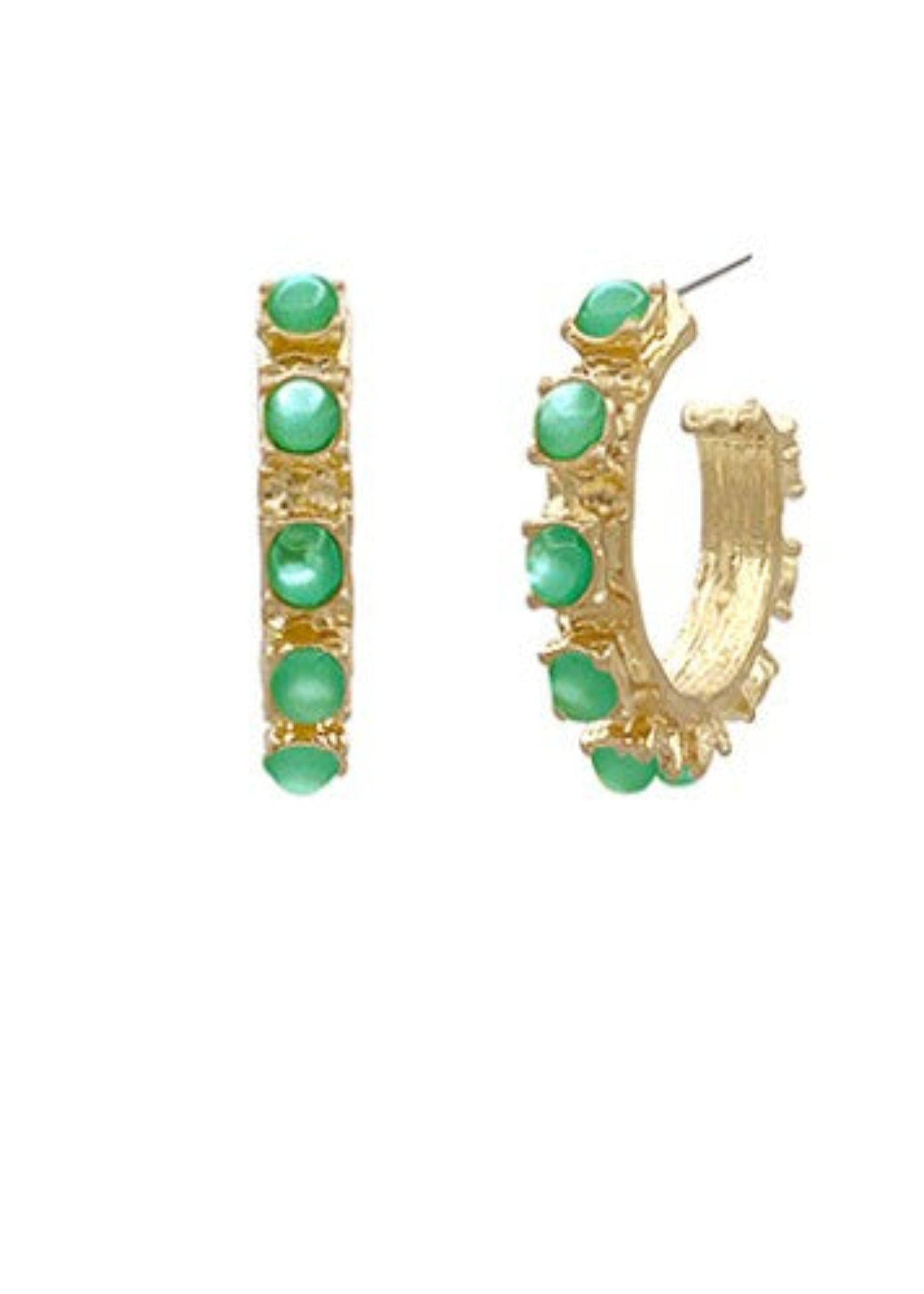 ANTIQUE DOTTED STONE HOOP EARRINGS