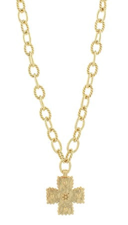 HAMMERED CROSS OVAL CHAIN NECKLACE