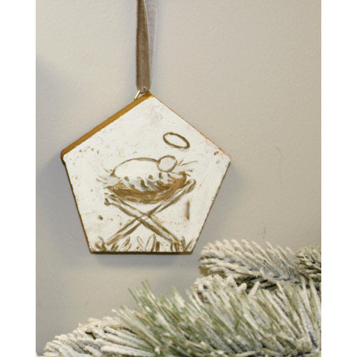 PENTAGON HANDPAINTED WOOD ORNAMENT