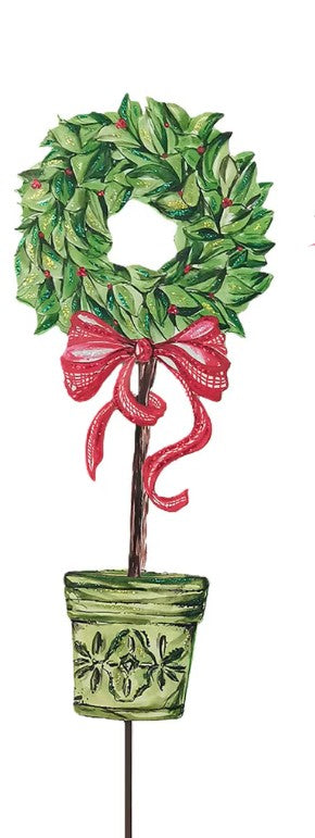 TRADITIONAL TIDINGS TOPIARY - GREEN POT WREATH