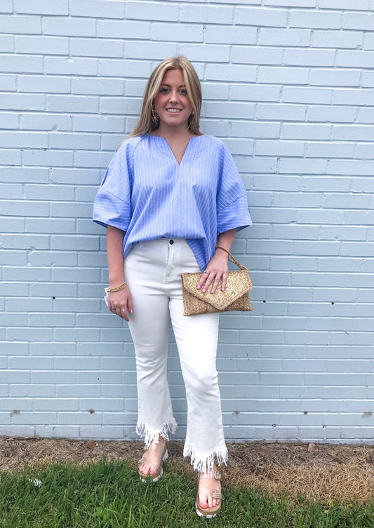 OVERFLOWING LOVE TOP - CHAMBRAY