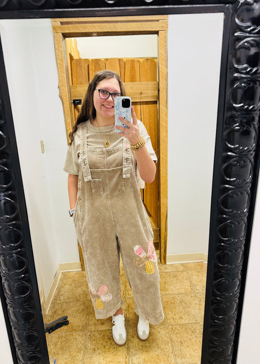 FLOWER PATCH DETAILING ROMPER - LATTE