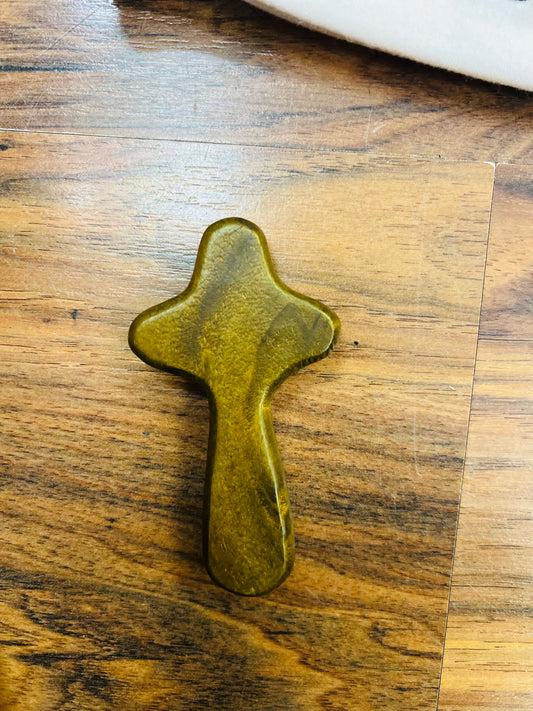 HAND HELD CROSS-DARK WOOD