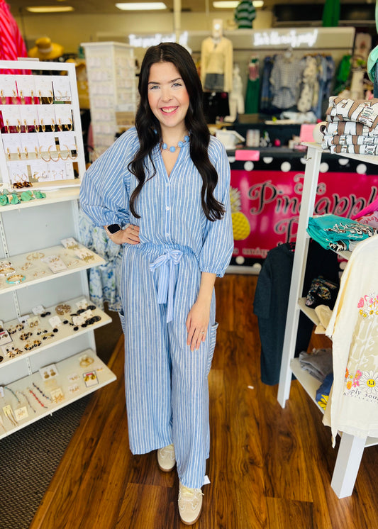 EMMA TOP - BLUE/WHITE