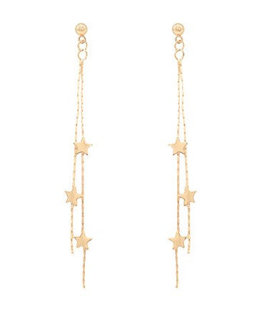 FRINGE STAR STATION CHAIN EARRINGS - GOLD