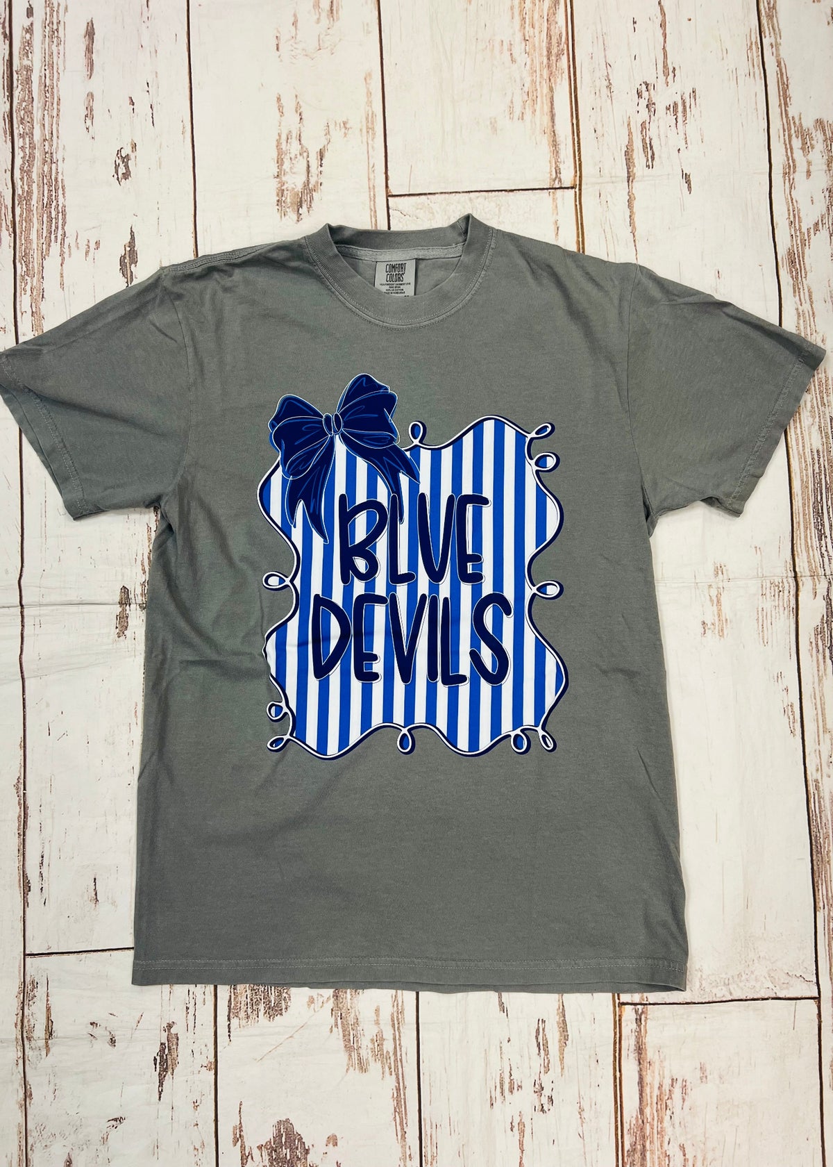 Stacked Frame Bow Preppy Blue Devils