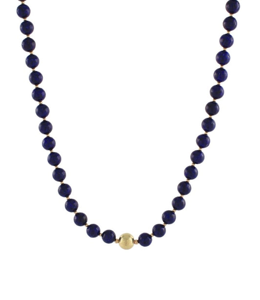 ACCENTED METAL BALL AND STONE CHOKER - NAVY