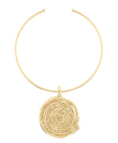 SWIRL ROUND OPEN CHOKER - GOLD