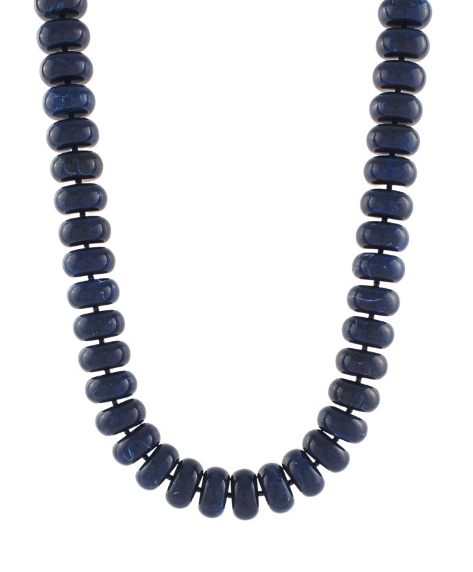 MARBLE RONDELLE BEAD NECKLACE - NAVY