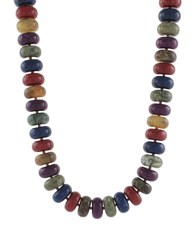 MARBLE RONDELLE BEAD NECKLACE - DARK MULTI COLOR