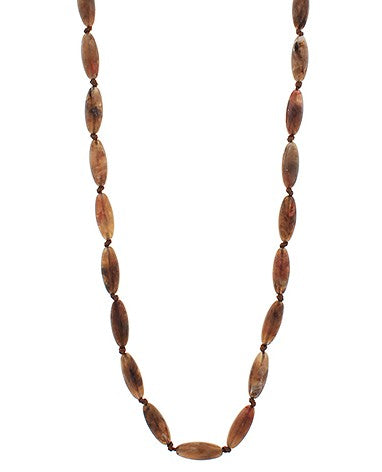 OVAL BEAD CORD NECKLACE - TORTOISE