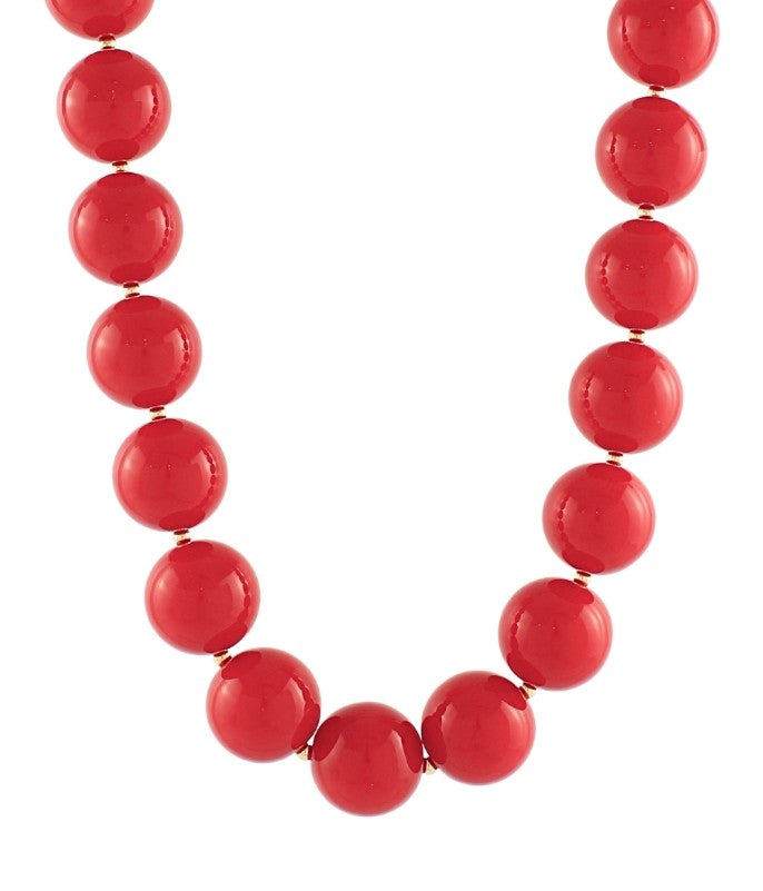 COLORFUL BALL BEADED NECKLACE - RED