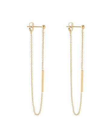 BAR CHAIN FRONT AND BACK EARRINGS - GOLD