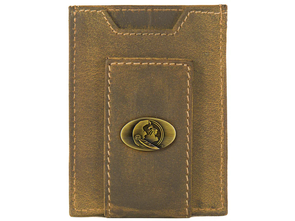 VINTAGE TAN FRONT POCKET WALLET - BRASS FSU
