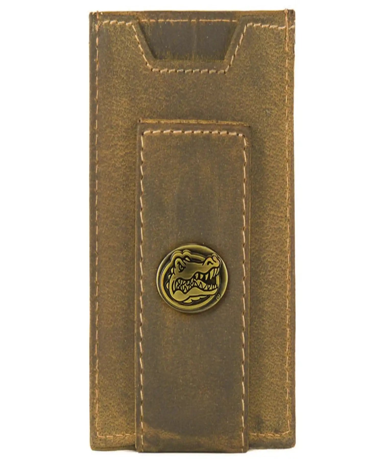VINTAGE TAN FRONT POCKET WALLET - BRASS FLORIDA