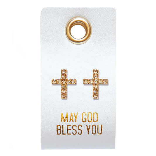 LEATHER TAG - GOD BLESS CROSS