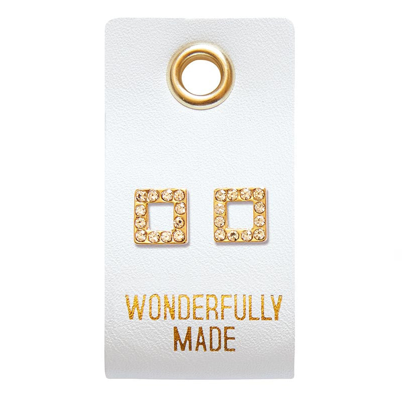 Stud Earrings - Wonderfully Made - Square
