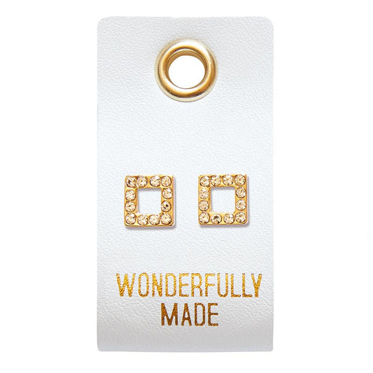 Stud Earrings - Wonderfully Made - Square