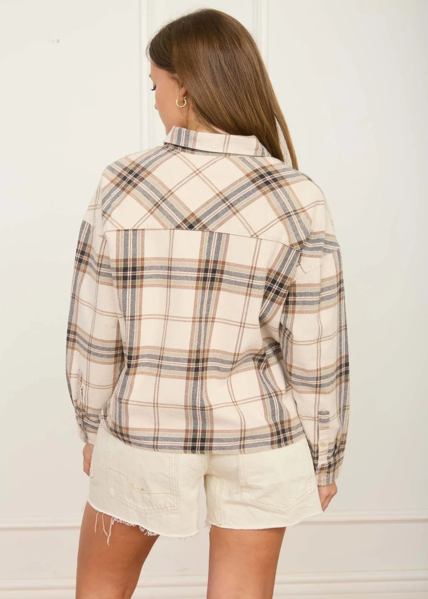 MARIE PLAID BUTTON DOWN - KHAKI MULTI