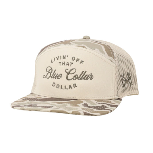 BLUE COLLAR DOLLAR HAT - 7 PANEL FIELD CAMO / NATURAL / FIELD CAMO