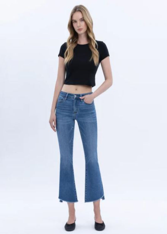 MID RISE CROP FLARE JEANS