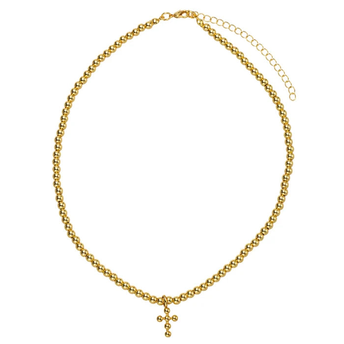 KIDS 18K GOLD BUBBLE CROSS NECKLACE
