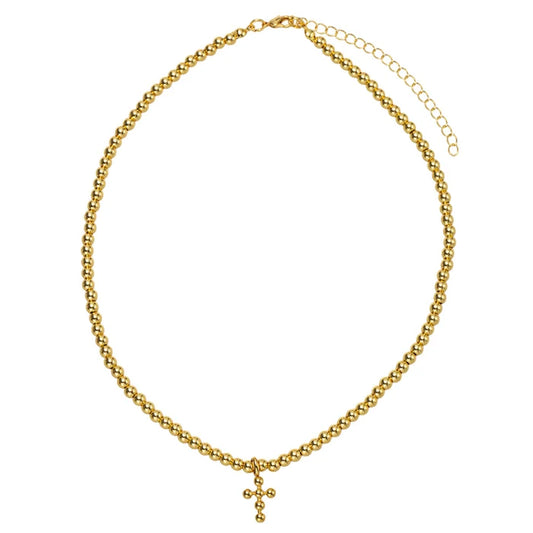 KIDS 18K GOLD BUBBLE CROSS NECKLACE