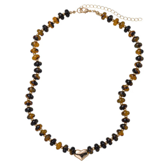 TORTOISE RONDELLE BEADED NECKLACE