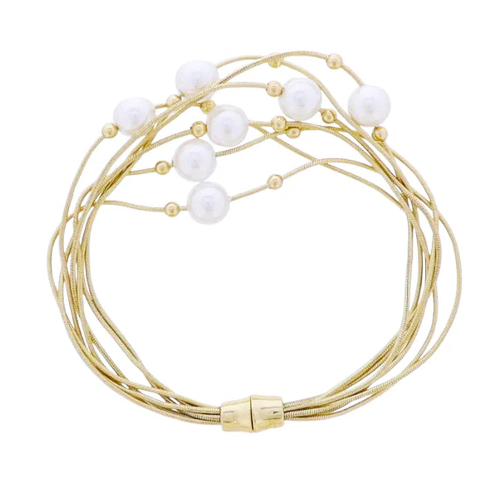 GOLD ROPE BRACELET WITH PEARLS