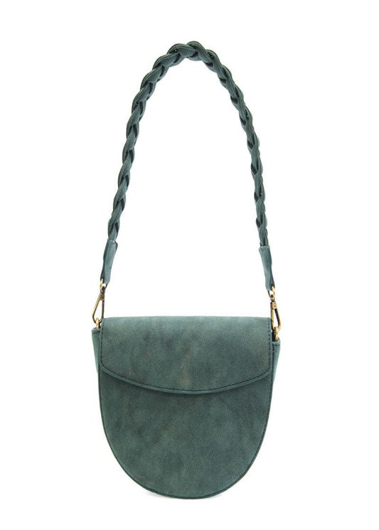 DEEP TEAL LUNA CRESCENT CROSSBODY WITH BRAIDED STRAP