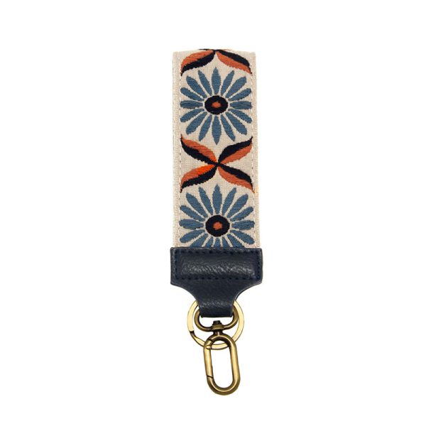 2'' DAISY EMBROIDERED KEYCHAIN - NAVY