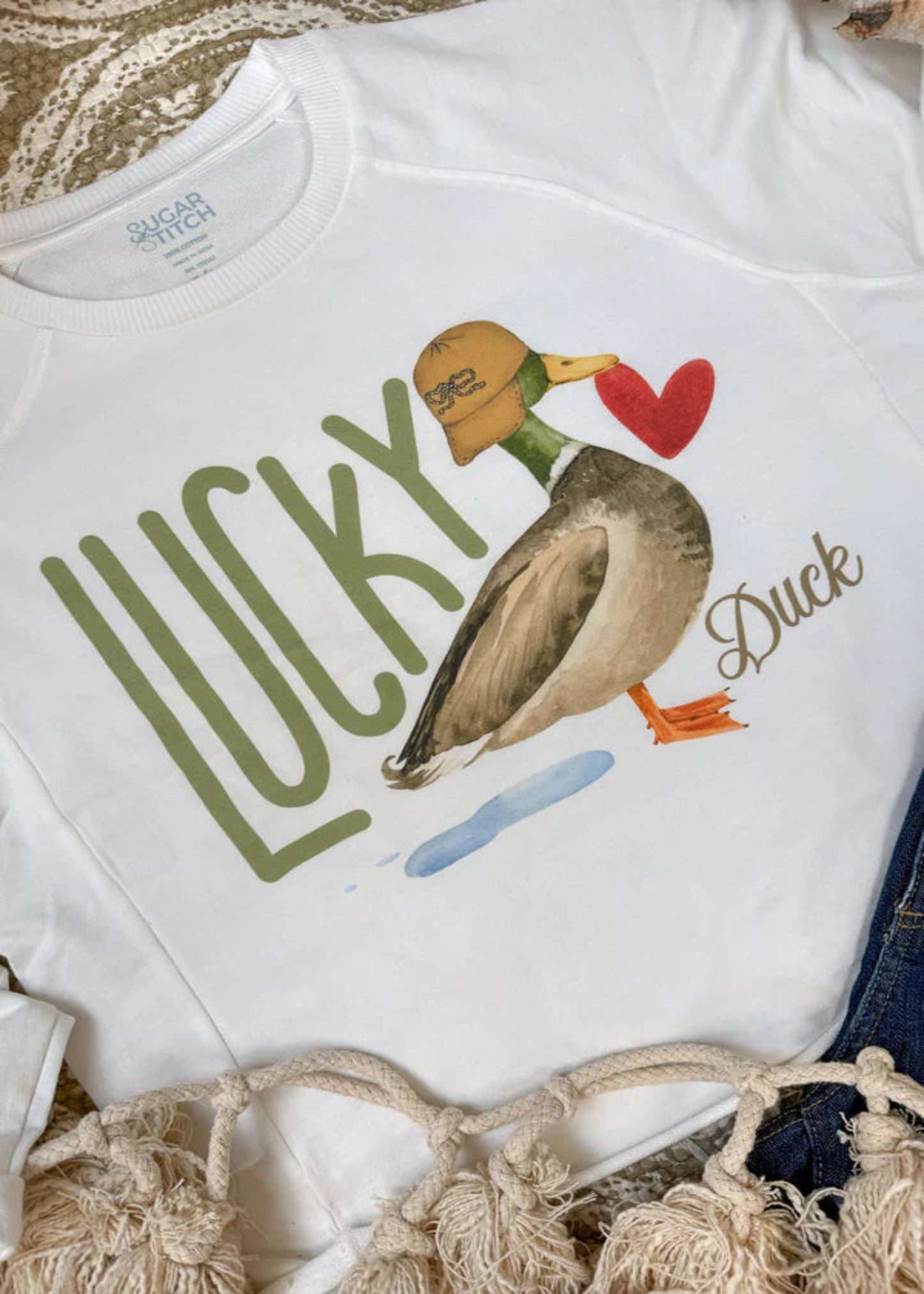 LUCKY DUCK LONG SLEEVE EDGY GRAPHIC TSHIRT