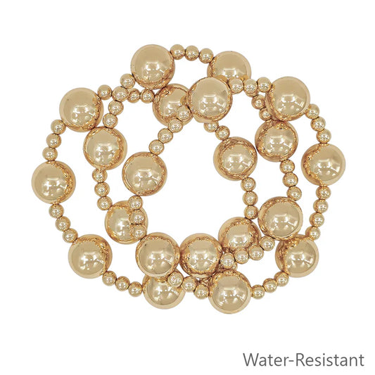 Set of 3 14MM Ball and 5MM Beaded Stretch Bracelets