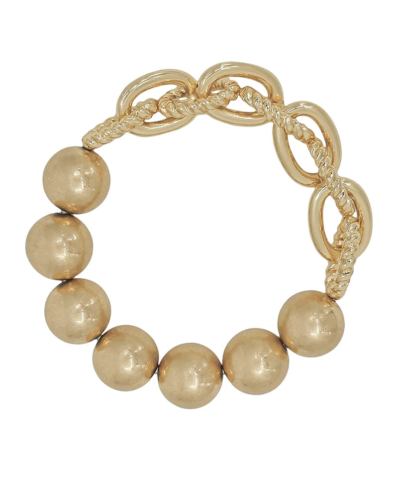 BEADED AND CHAIN BRACELET - GOLD