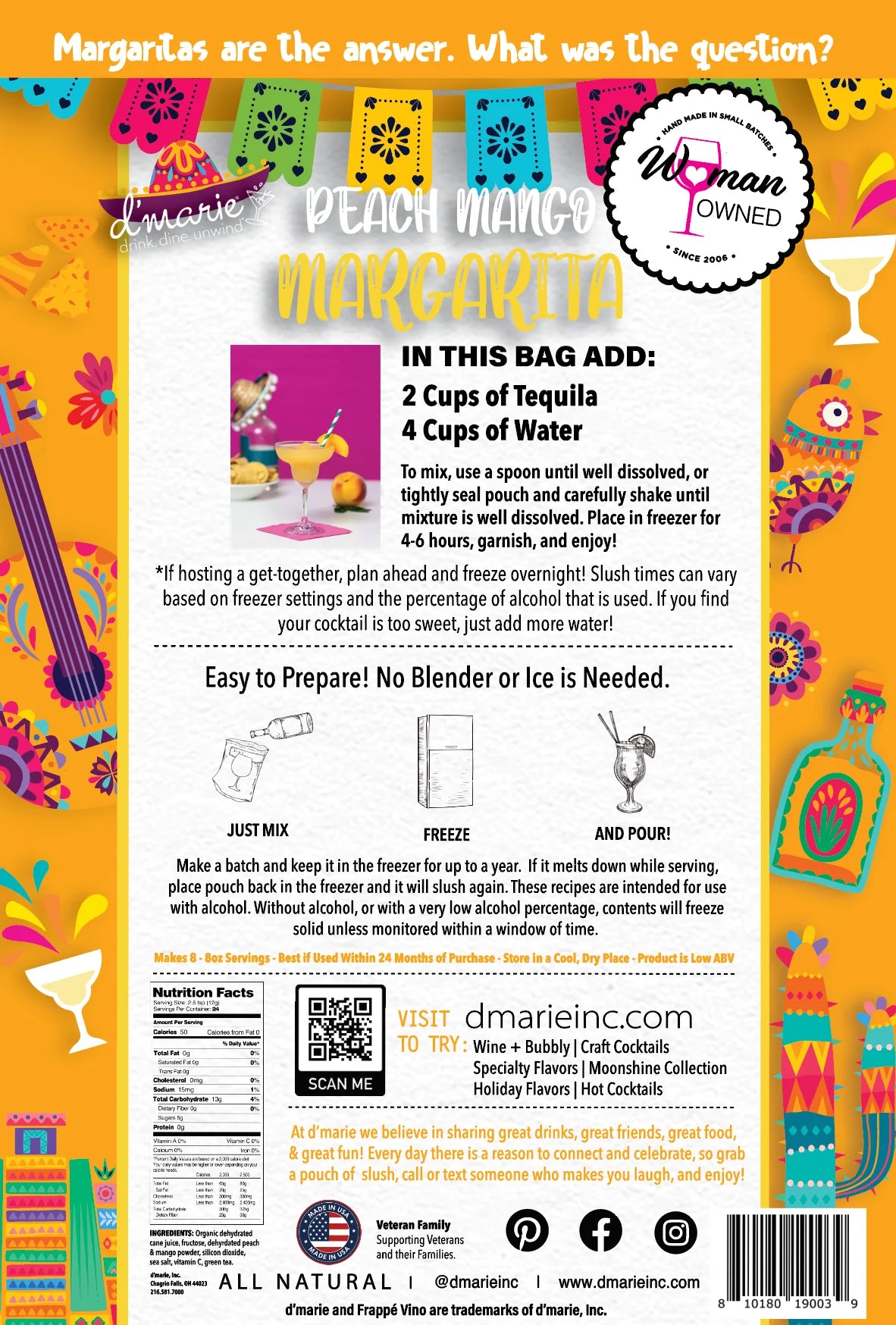 PEACH MANGO MARGARITA - COCKTAIL SLUSH MIX SMALL