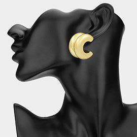 Chunky Brushed Metal Hoop Earrings