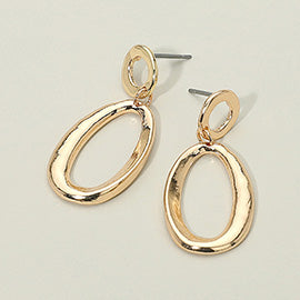 Metal Open Oval Dangle Earrings