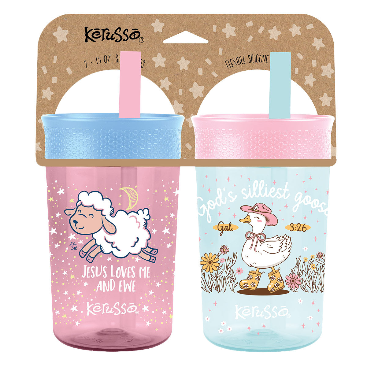 Silicone Straw Cups - Goose & Lamb