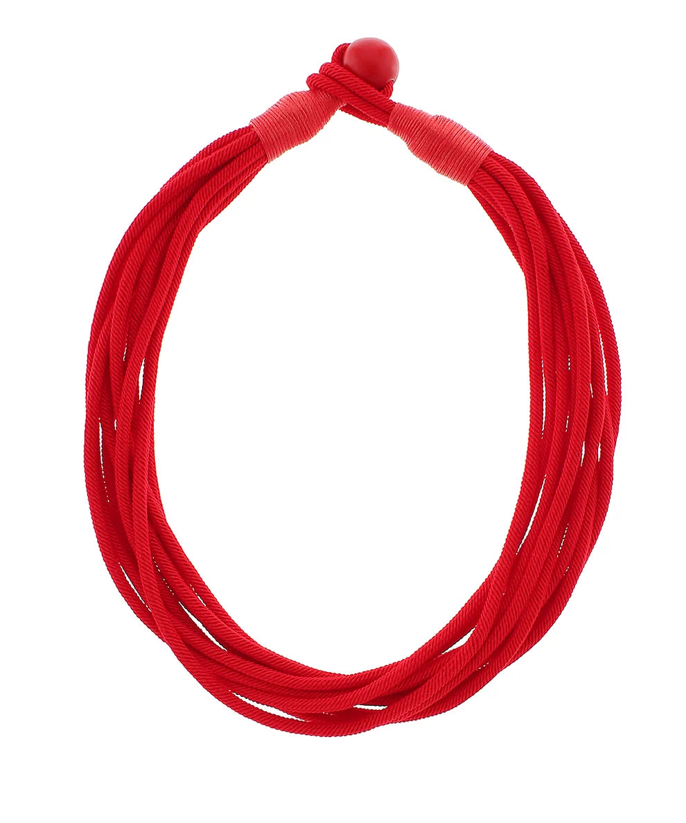 2MM Multi Layered Rope Necklace - RED