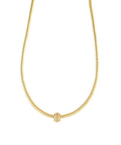 PAVE BARREL CHAIN NECKLACE - GOLD