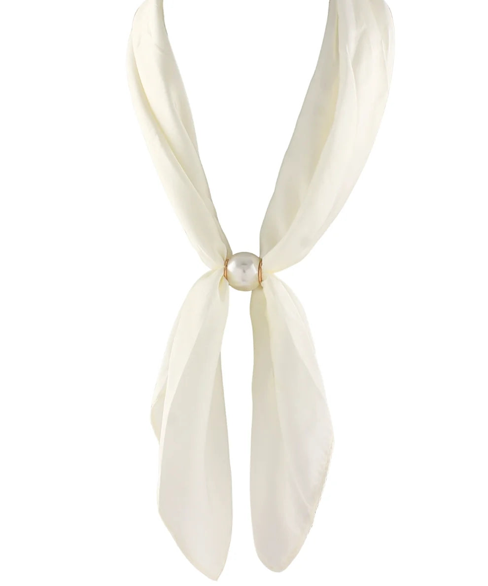 ACCENTED PEARL SCARF NECKLACE - IVORY