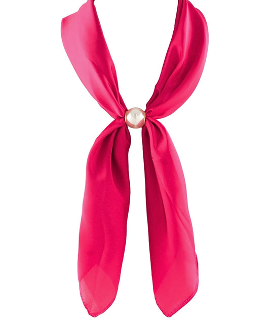 ACCENTED PEARL SCARF NECKLACE - FUCHSIA