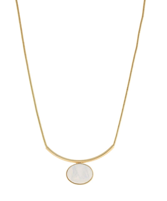 MOP OVAL & CURVED BAR CHOCKER - GOLD/CREAM