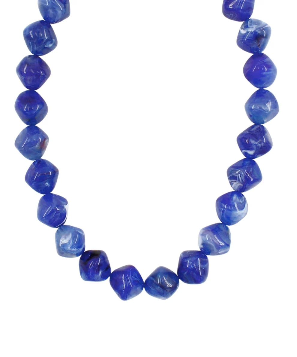MARBLE PEBBLE STONE NECKLACE - ROYAL BLUE